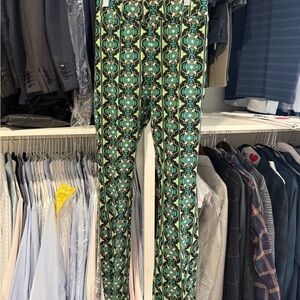 Maeve Teal and Black Patterned pants